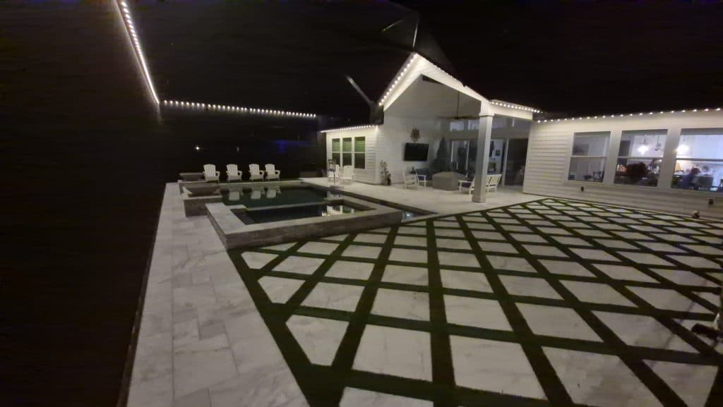 Home with holiday permanent LED lighting display